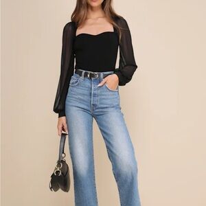 Lulu's Elegant Black bodysuit